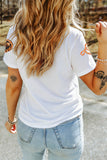 White Sequin Pumpkin Face Bow Halloween Graphic T Shirt Aaria Tees
