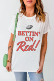White Rugby Football BETTIN ON Blue Graphic Crewneck T Shirt - Aaria Tees Aaria Tees