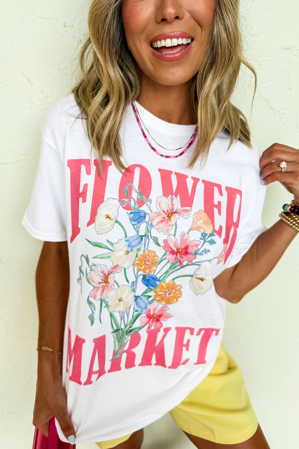 White FLOWER MARKET Graphic T Shirt - Aaria Tees Aaria Tees