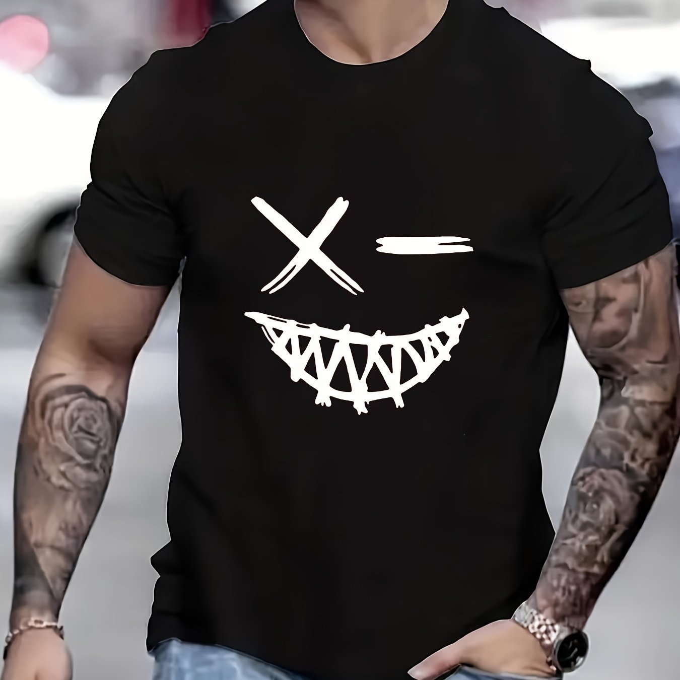 Evil Smile Face Shirt for Men – Trendy Summer Streetwear Tee - Aaria Tees Aaria Tees