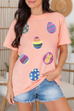 Pink Sequin Easter Eggs Graphic Crewneck T Shirt - Aaria Tees Aaria Tees