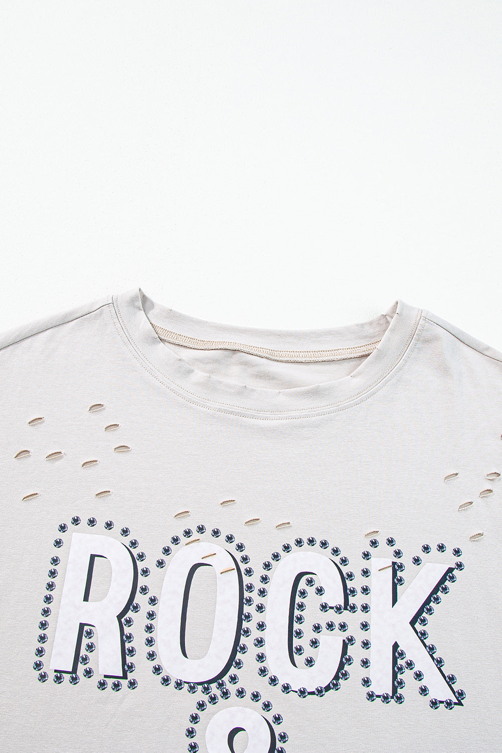Gray Rock & Roll Graphic Distressed Vintage Tee - Aaria Tees Aaria Tees