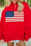Racing Red American Flag/ USA Double Side Print Reversible Mock Neck Sweatshirt - Aaria Tees Aaria Tees