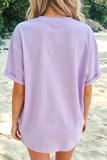 Orchid Petal Vibrant Seashell Printed Beach Vacation Casual T Shirt Aaria Tees