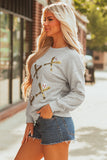 Gray Sequin Baseball Game Day Graphic Casual Sweatshirt - Aaria Tees Aaria Tees