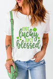 White St Patricks Not Luck Just Blessed Graphic T-shirt - Aaria Tees Aaria Tees