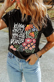 Graphic Round Neck Short Sleeve T-Shirt Aaria Tees