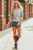 Gray Sequin Baseball Game Day Graphic Casual Sweatshirt - Aaria Tees Aaria Tees