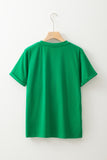 Bright Green Embroidered Clover Pattern St Patrick Tee Aaria Tees