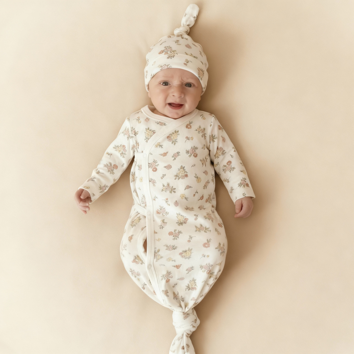 Organic Kimono Knotted Sleep Gown - Meadow - Aaria Tees
