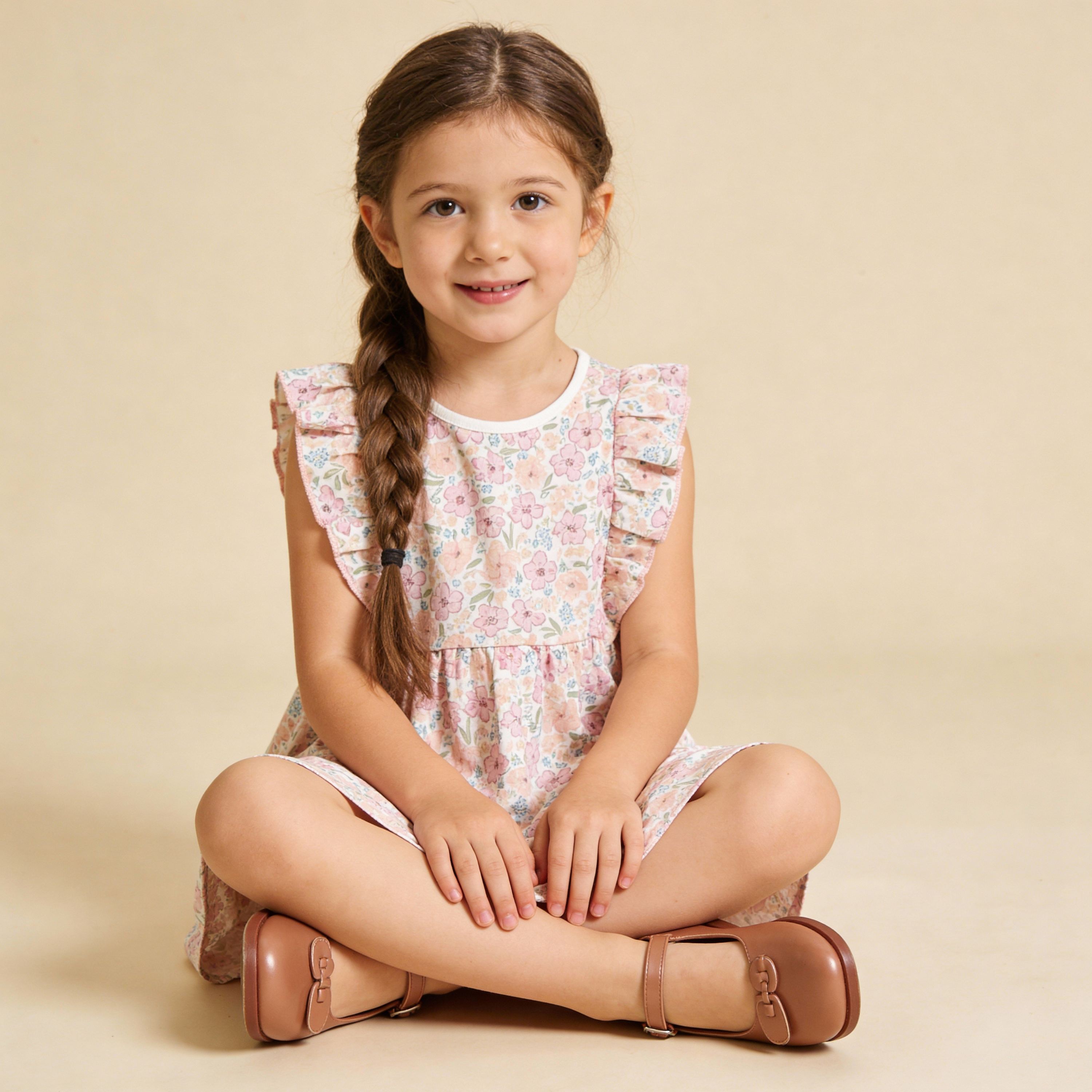 Organic Flutter Dress - Peony - Aaria Tees Aaria Tees
