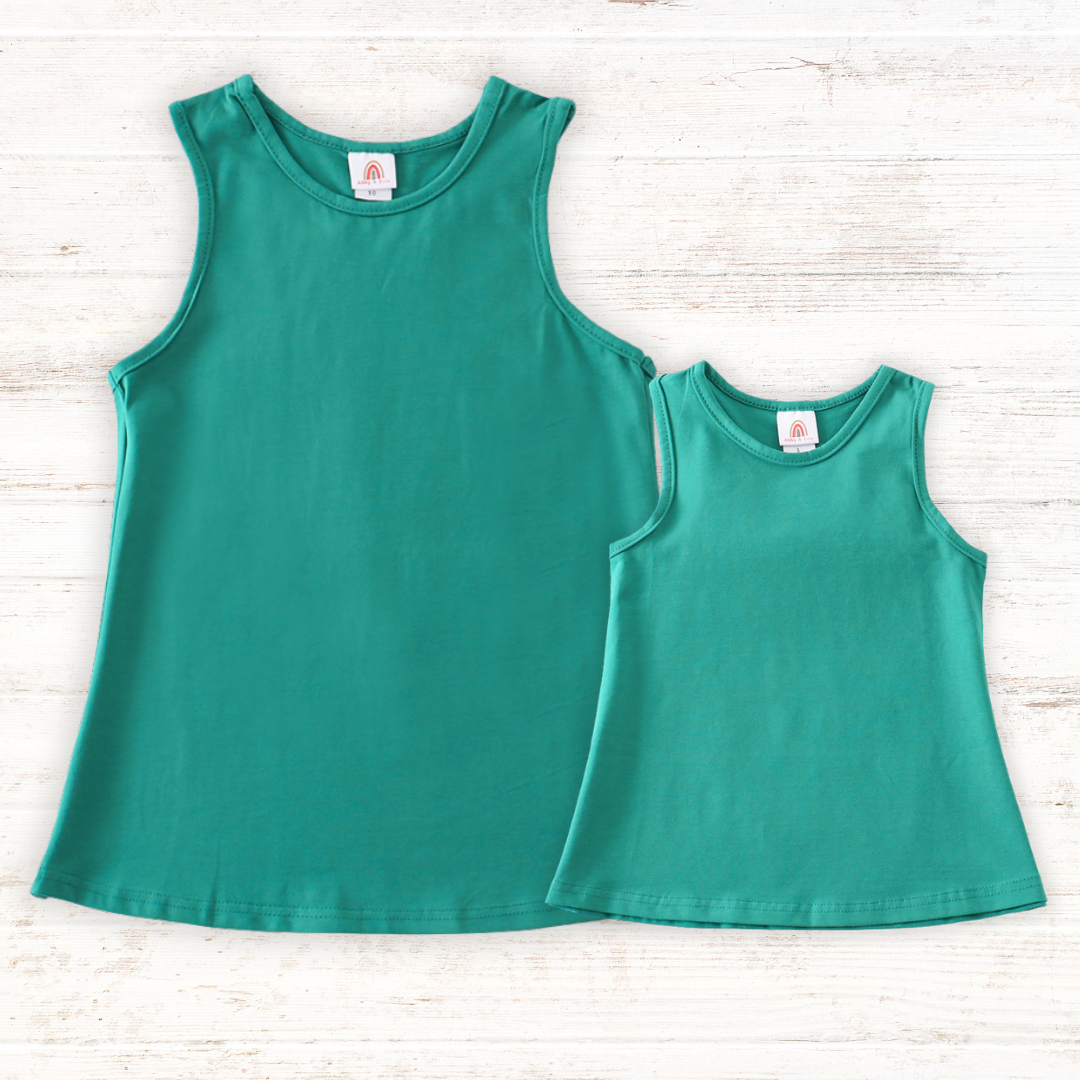 Teal blank basic kids teens adult tank top - Aaria Tees Aaria Tees