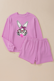 Phalaenopsis Bubble Gum Rabbit Sequin Graphic 2pcs Outfit Aaria Tees