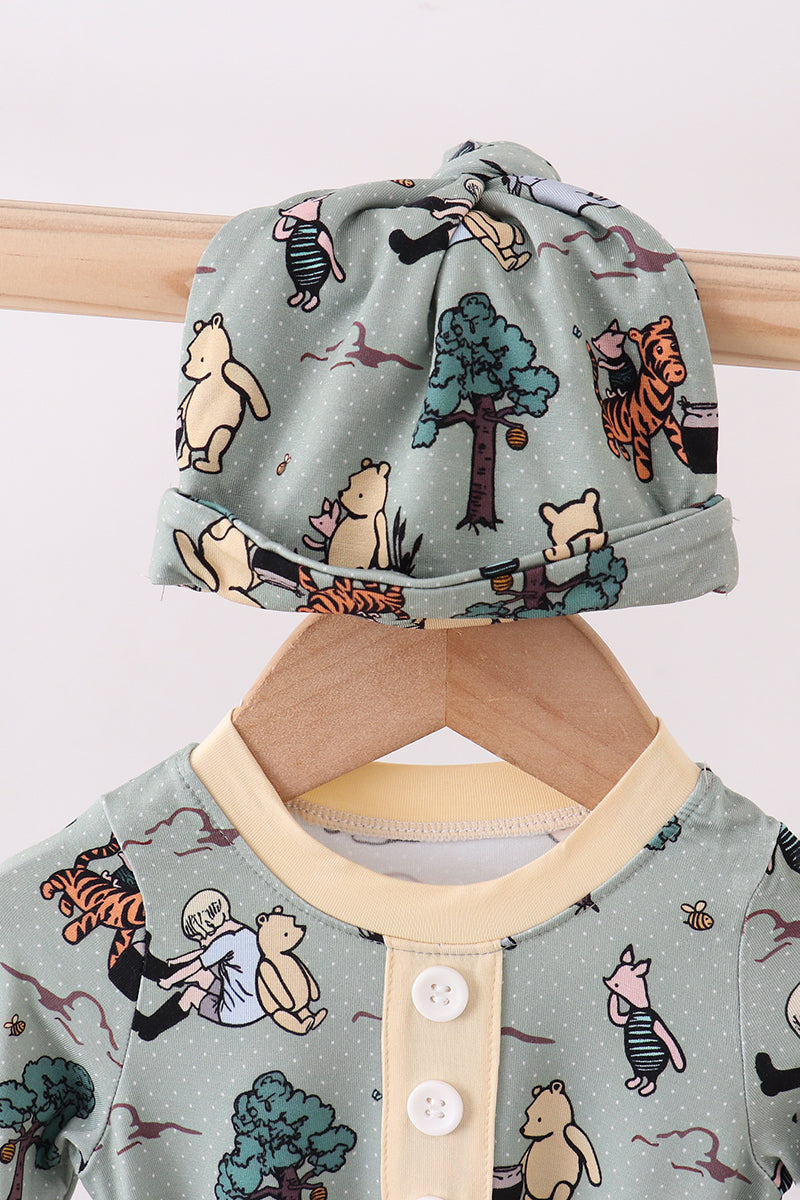 Green character bamboo 2pc gown - Aaria Tees Aaria Tees