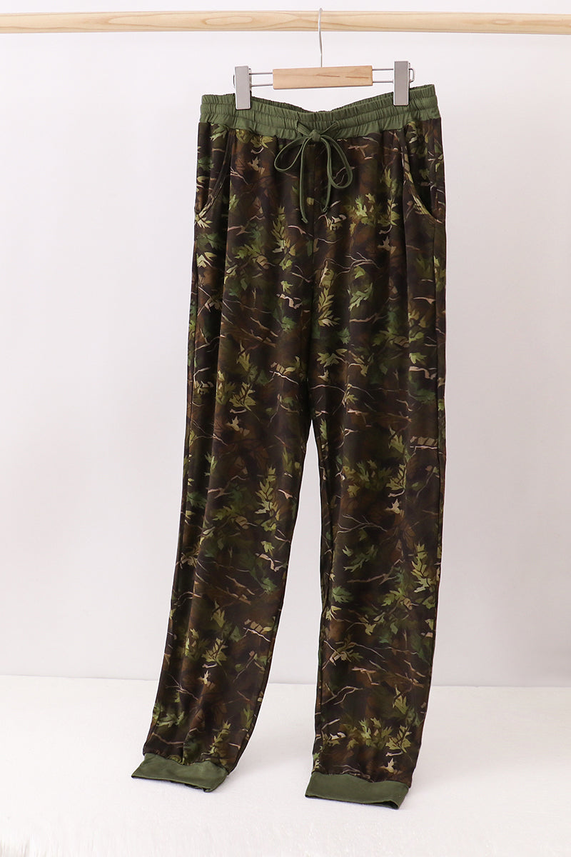 Forest Leaf Camo bamboo dad pants - Aaria Tees