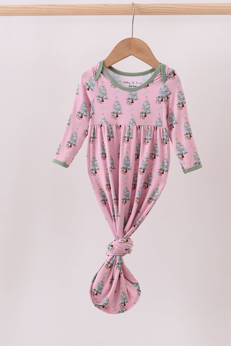 Pink christmas tree bamboo gown - Aaria Tees