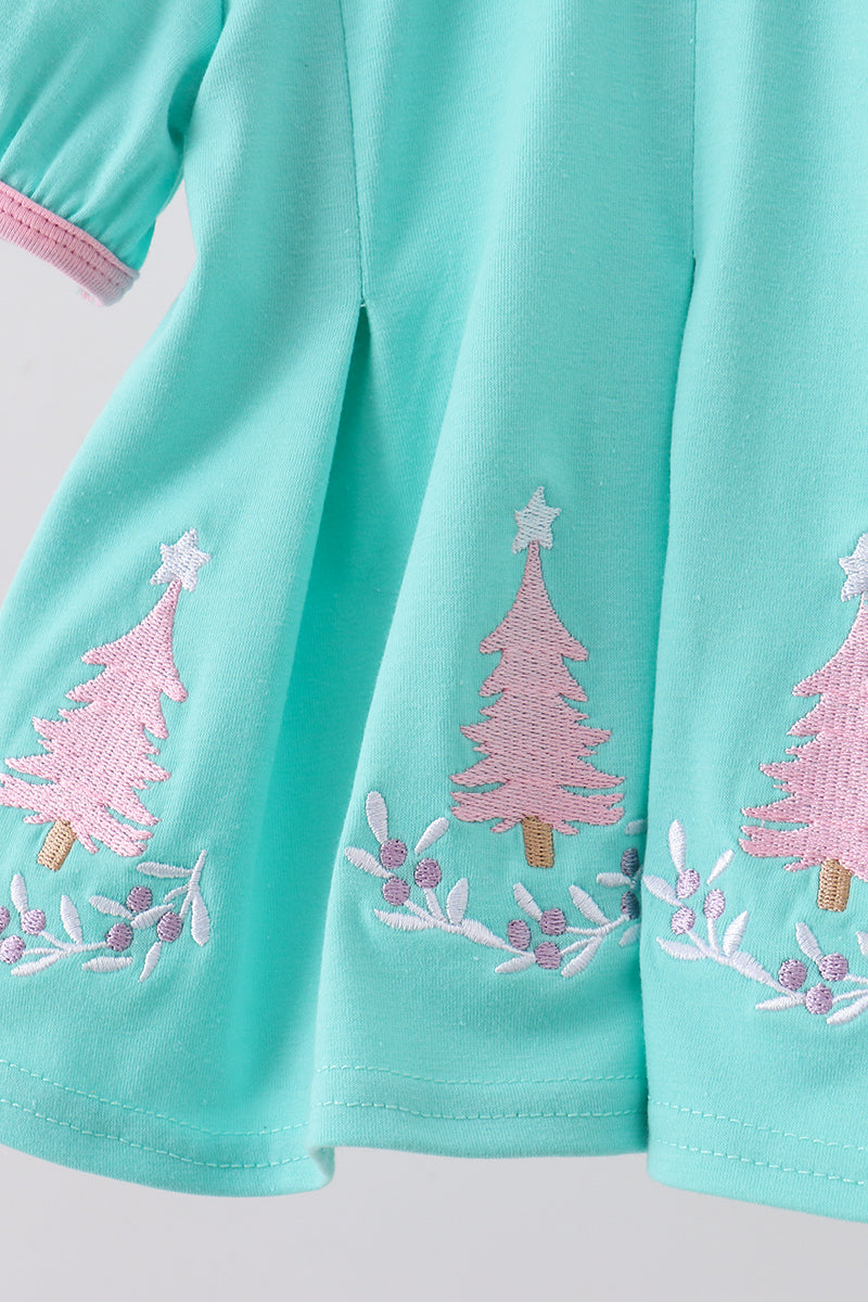 Green christmas tree embroidery bloomer  set - Aaria Tees Aaria Tees
