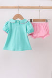 Green christmas tree embroidery bloomer  set - Aaria Tees Aaria Tees