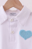 Blue heart french knot button down top - Aaria Tees Aaria Tees