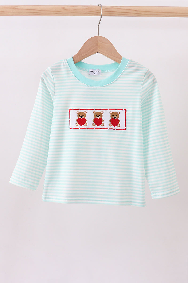 Blue bear embroidery top - Aaria Tees Aaria Tees
