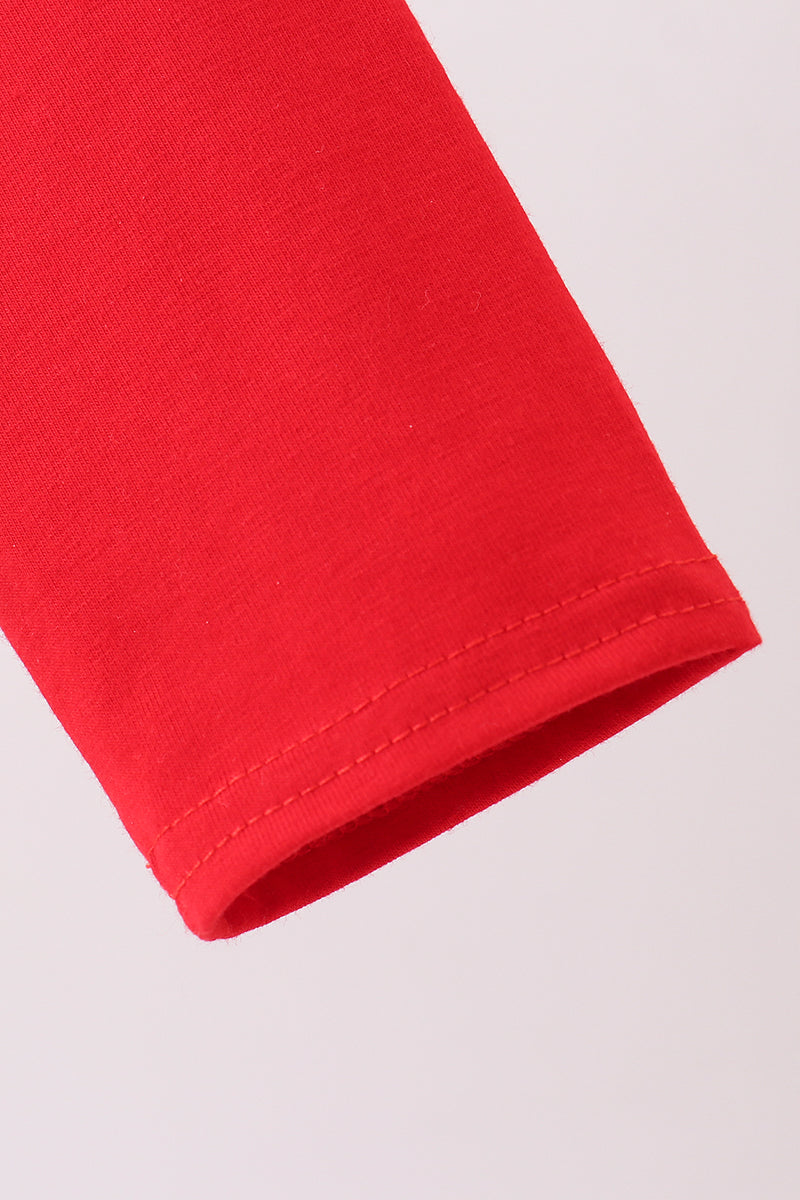 Red car embroidery stripe top - Aaria Tees Aaria Tees