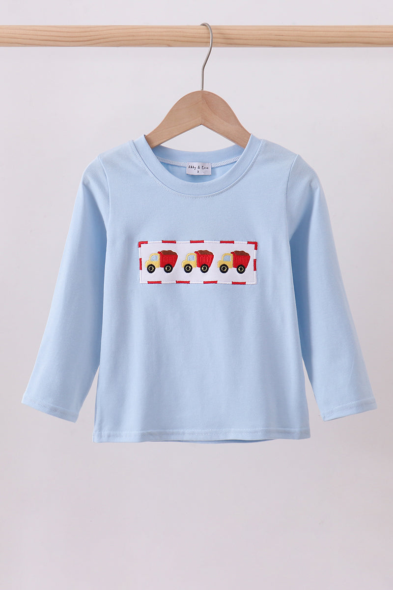 Blue construction embroidery top - Aaria Tees Aaria Tees