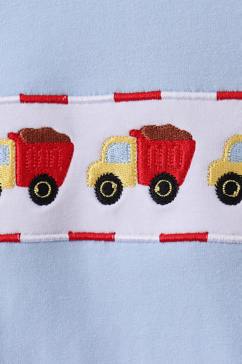 Blue construction embroidery top - Aaria Tees Aaria Tees