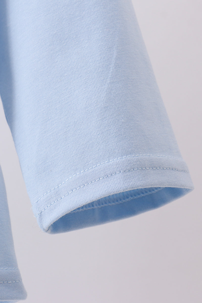 Blue construction embroidery top - Aaria Tees Aaria Tees