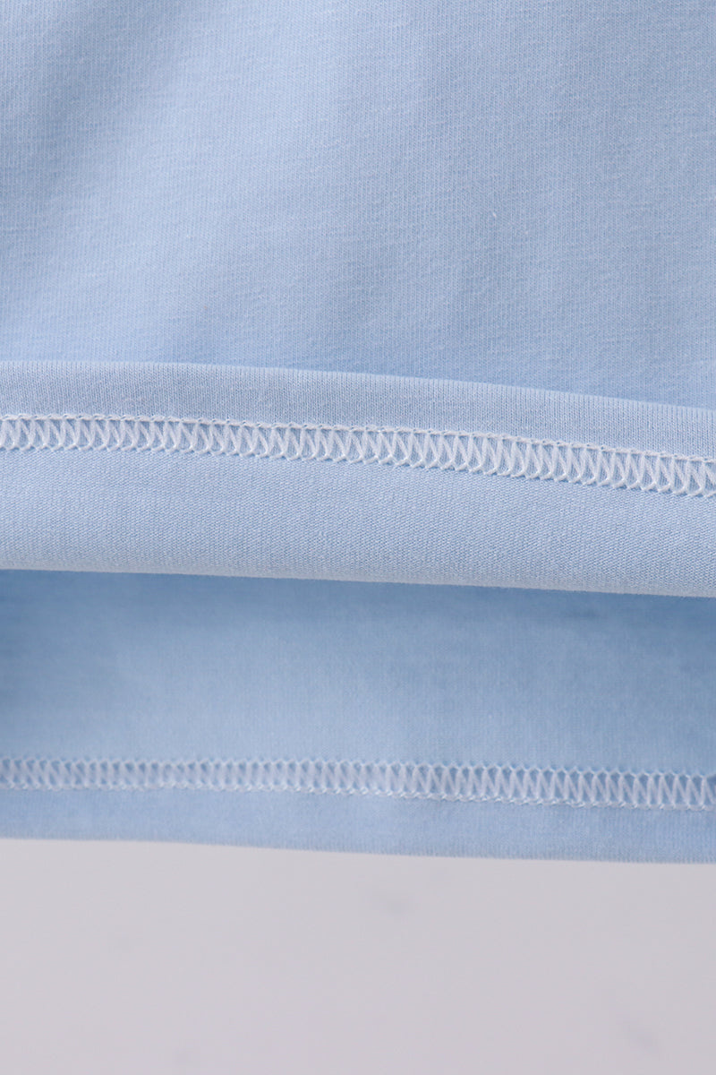 Blue construction embroidery top - Aaria Tees Aaria Tees