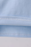 Blue construction embroidery top - Aaria Tees Aaria Tees