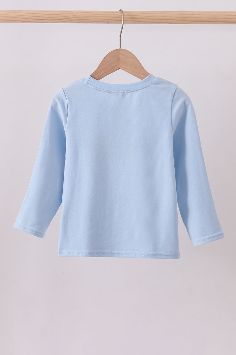 Blue construction embroidery top - Aaria Tees Aaria Tees