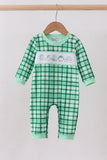 Green parade embroidery gingham romper - Aaria Tees Aaria Tees