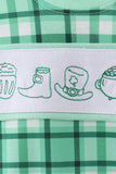 Green parade embroidery gingham romper - Aaria Tees Aaria Tees