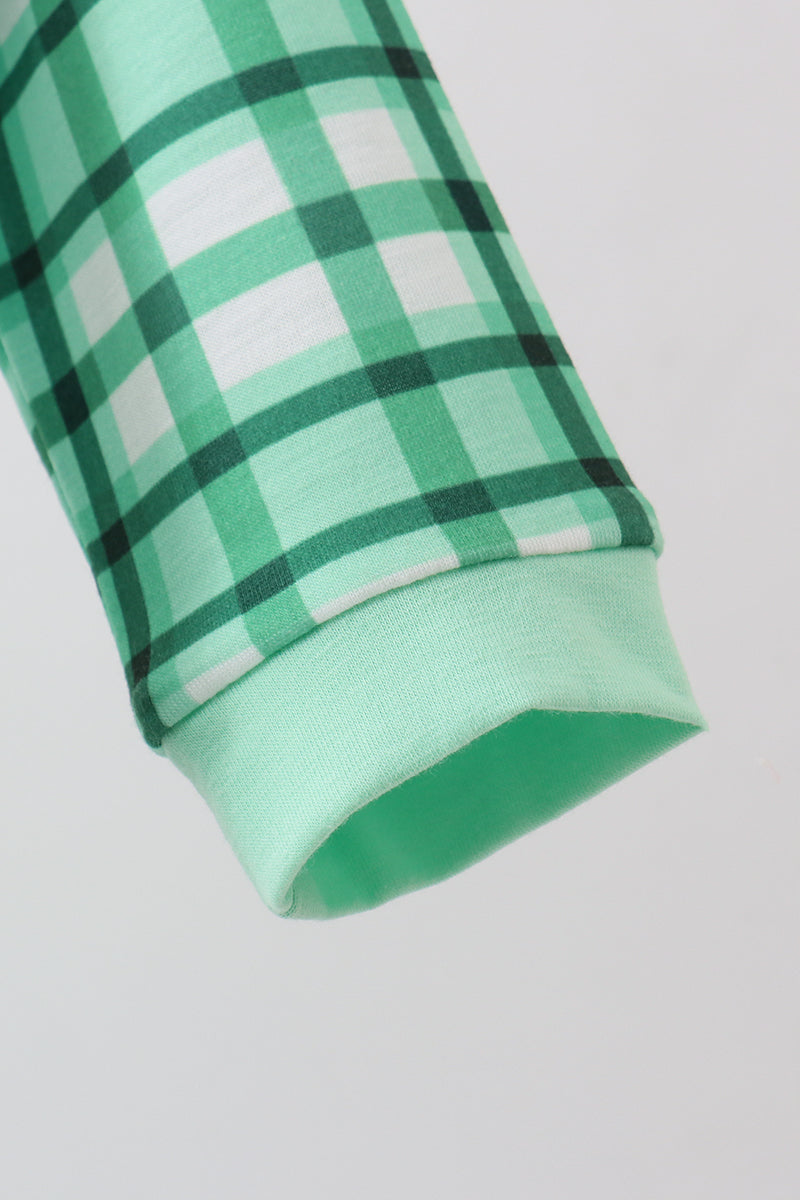 Green parade embroidery gingham romper - Aaria Tees Aaria Tees