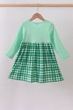 Green parade embroidery gingham dress Aaria Tees