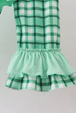 Green parade embroidery ruffle gingham pants set - Aaria Tees Aaria Tees