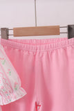 Pink floral bow smocked ruffle pants set - Aaria Tees Aaria Tees
