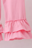 Pink floral bow smocked ruffle pants set - Aaria Tees Aaria Tees