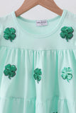 Mint clover sequin ruffle tiered dress Aaria Tees