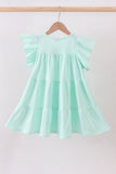 Mint clover sequin ruffle tiered dress Aaria Tees