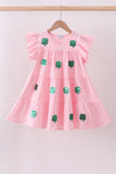 Pink clover sequin ruffle tiered dress - Aaria Tees Aaria Tees