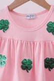 Pink clover sequin ruffle tiered dress - Aaria Tees Aaria Tees