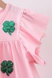 Pink clover sequin ruffle tiered dress - Aaria Tees Aaria Tees