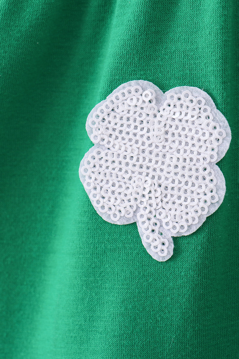 Green clover sequin ruffle tiered dress - Aaria Tees Aaria Tees