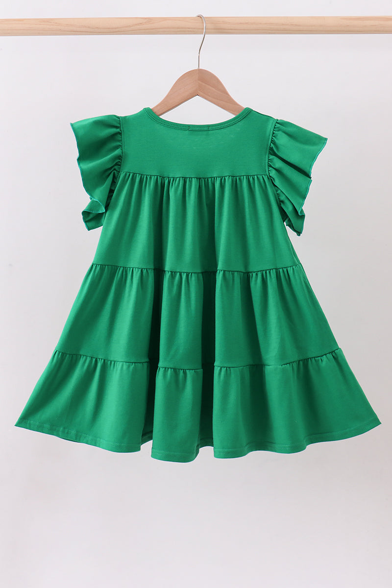 Green clover sequin ruffle tiered dress - Aaria Tees Aaria Tees
