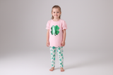 Pink clover glitter pants set - Aaria Tees Aaria Tees