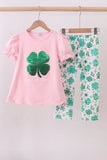 Pink clover glitter pants set - Aaria Tees Aaria Tees