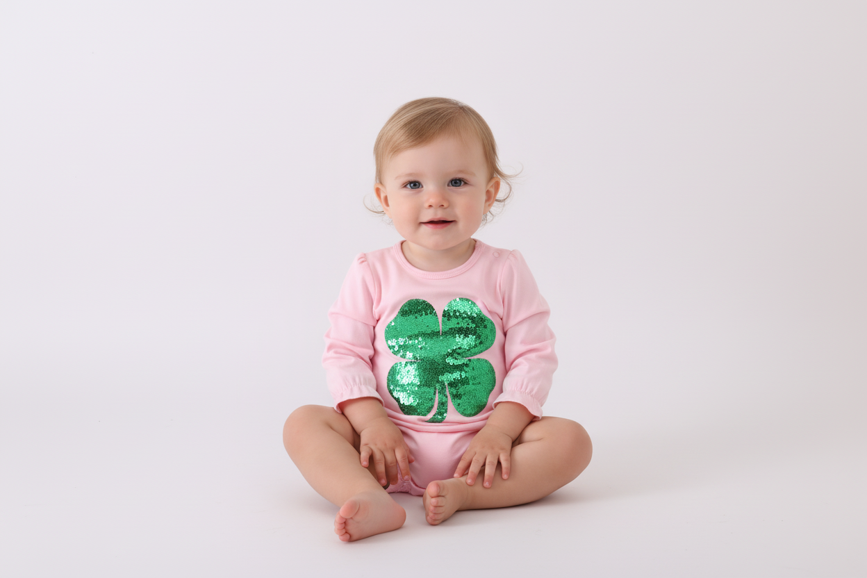 Pink clover glitter ruffle bubble - Aaria Tees Aaria Tees