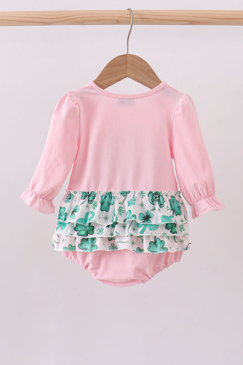 Pink clover glitter ruffle bubble - Aaria Tees Aaria Tees