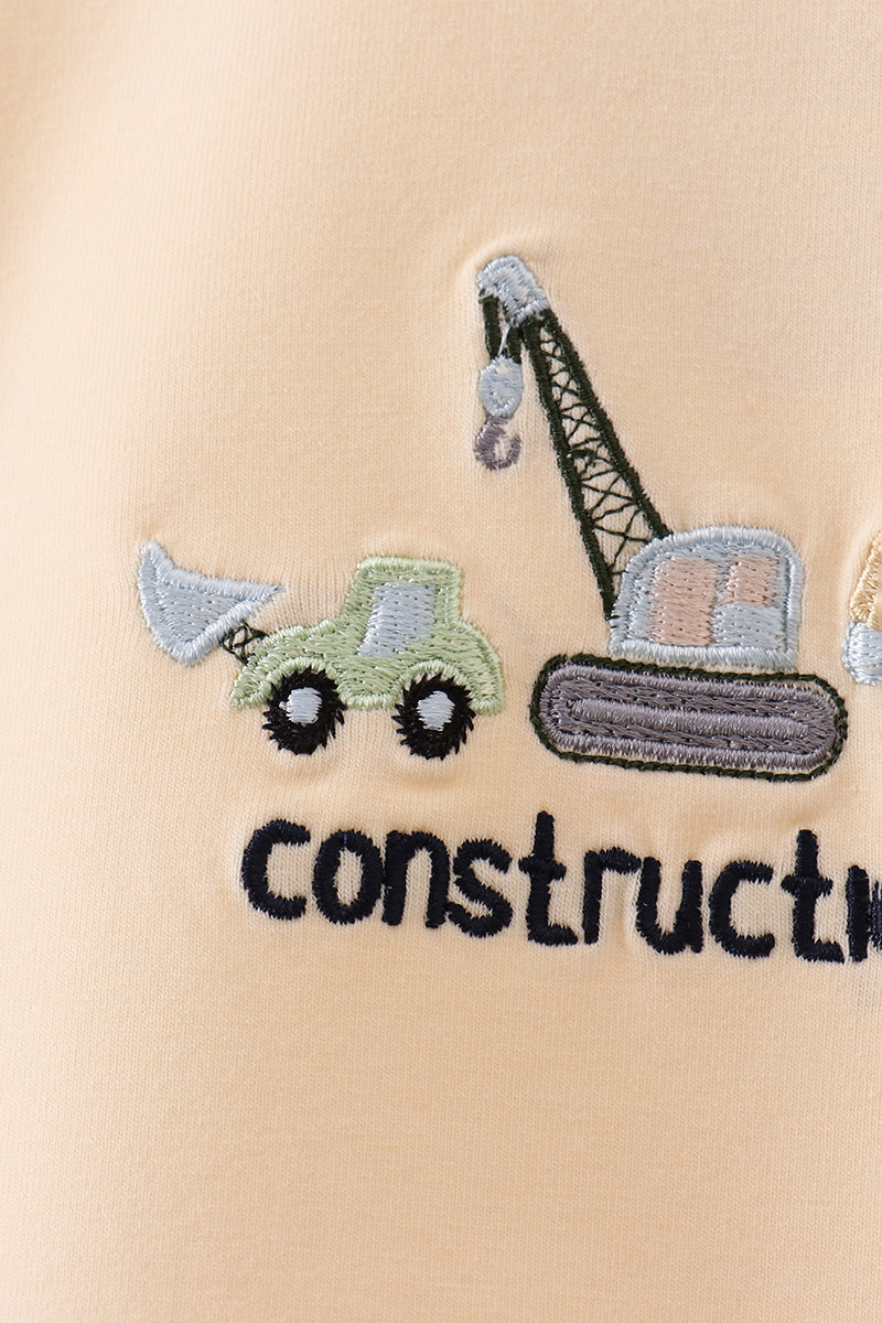 Beige construction embroidery top - Aaria Tees Aaria Tees